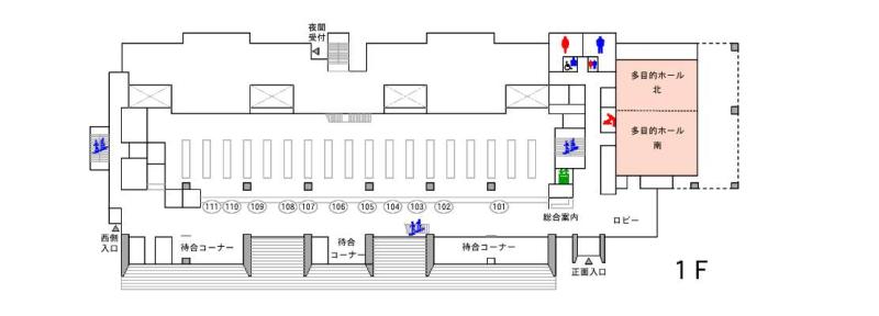 大泉町役場庁舎1階多目的ホール位置図