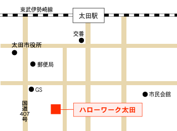 ハローワーク太田の地図
