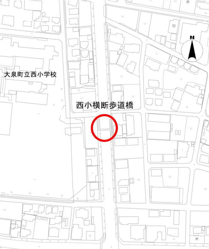 西小横断歩道橋位置図